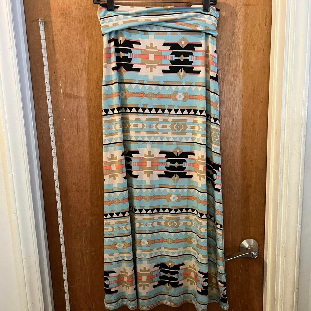 🐻Size M - Isha's USA - Pastel Southwestern Design Maxi Skirt